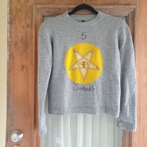 Christian Dior Gray Cashmere Sweater Bee Pentagon 5 SWORDS MOTHERPEACE 42 6